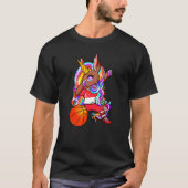 Dabbing Brown Skin Unicorn Singapur Basketball Fa T-Shirt (Vorderseite)