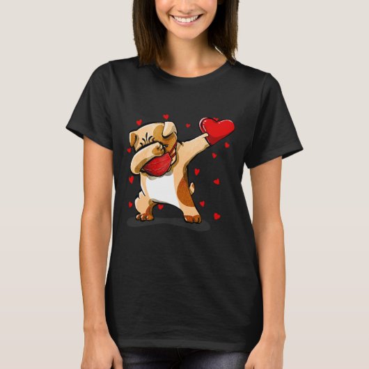 Dabbing Bulldog Face Mask Dab Dance Valentine Gift T-Shirt (Vorderseite)