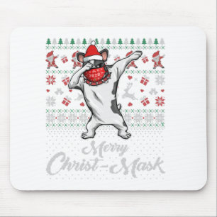 Dabbing Bulldog-Gesicht Maske Merry Christ Maske C Mousepad