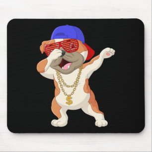 Dabbing Bulldog mit Baseballkappenschirmen und Mousepad