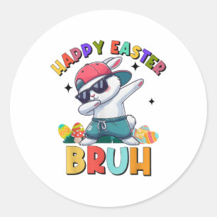 Dabbing Bunny Bruh Happy Ostertage Eggs Teens Boy Runder Aufkleber