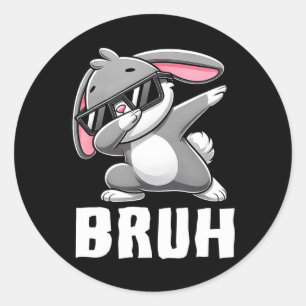 Dabbing Bunny Bruh Meme Ostertag Dab Bunny Teens Runder Aufkleber