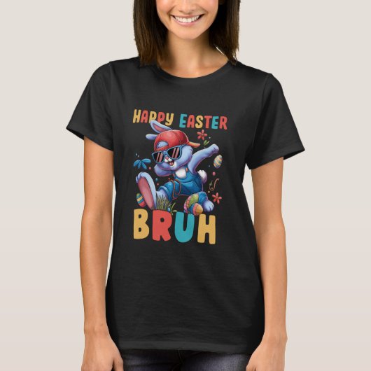 Dabbing Bunny Easter Bruh Meme Funny Saying Teens T-Shirt (Vorderseite)