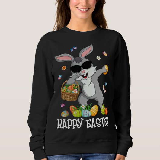 Dabbing Bunny Easter Egg Basket Easter Day Kids Gi Sweatshirt (Vorderseite)