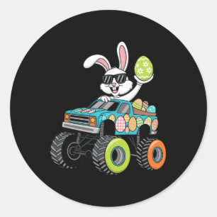 Dabbing Bunny Frohe Ostern Monster Truck Jungen He Runder Aufkleber