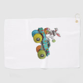 Dabbing Bunny Frohe Ostern Monster Truck Liebhaber Golfhandtuch (Horizontal)