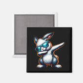 Dabbing Bunny Funny Funny Osterhase Magnet (Vorderseite/Rückseite)