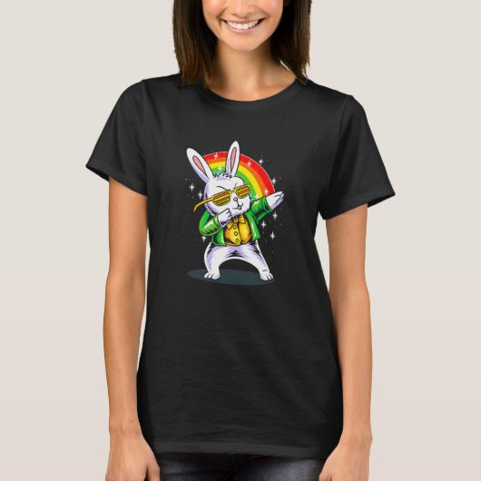 Dabbing Bunny Funny Happy St Patrick Day T-Shirt (Vorderseite)