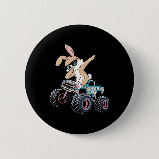 Dabbing Bunny Happy Ostermonster LKW Liebhaber Ki Button (Vorderseite)