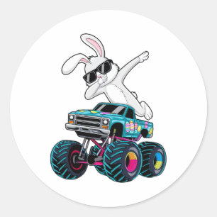Dabbing Bunny Happy Ostermonster LKW Liebhaber Ki Runder Aufkleber