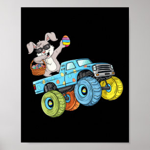 Dabbing Bunny Happy Ostermonster Truck Boys Girl Poster