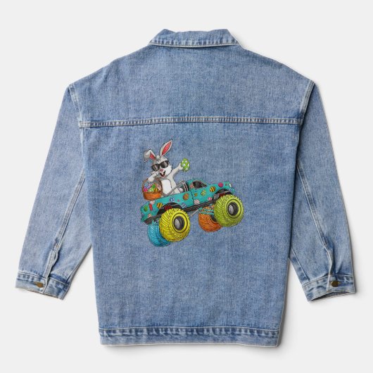 Dabbing Bunny Happy Ostermonster Truck Kids Boy Jeansjacke (Rückseite)