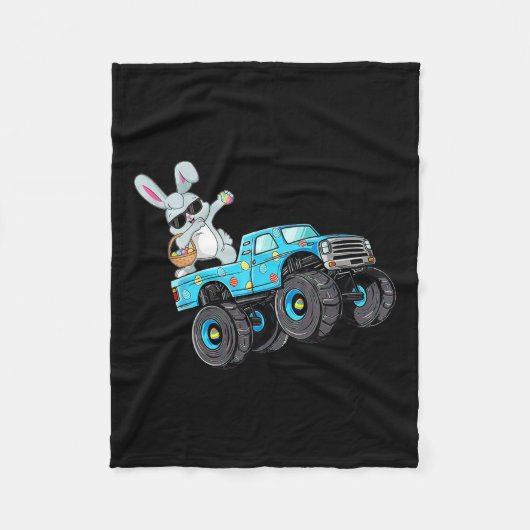 Dabbing Bunny Happy Ostermonster Truck Lovers Bo Fleecedecke (Vorderseite)