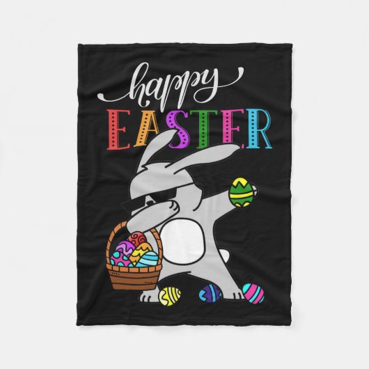 Dabbing Bunny Happy Ostertag Outfit Fleecedecke (Vorderseite)