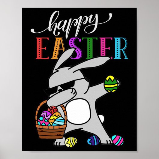 Dabbing Bunny Happy Ostertag Outfit Poster (Vorne)
