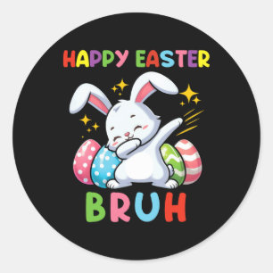 Dabbing Bunny Oaster Bruh3 Runder Aufkleber