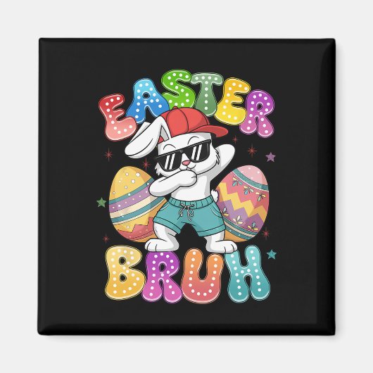 Dabbing Bunny Oaster Bruh Meme Funny Sprichwort Te Magnet (Vorne)