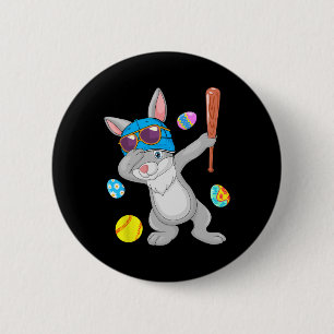 Dabbing Bunny Playing Lesson Softball Osterkostüm Button