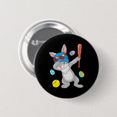 Dabbing Bunny Playing Lesson Softball Osterkostüm  Button (Vorne & Hinten)