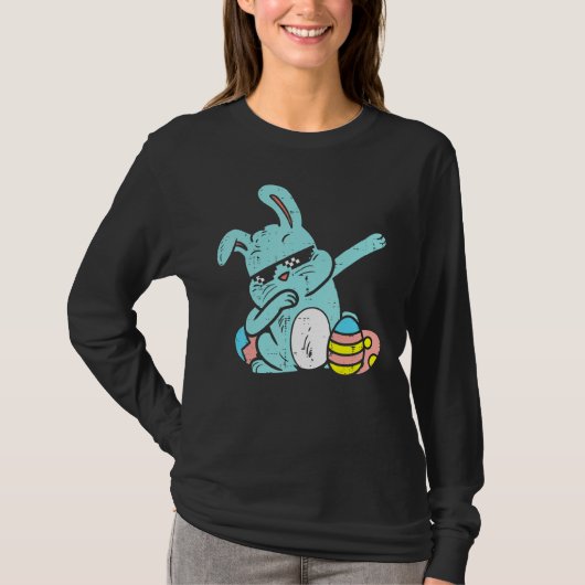 Dabbing Bunny Rabbit Egg Osterfeier T-Shirt (Vorderseite)