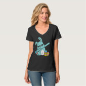 Dabbing Bunny Rabbit Egg Osterfeier T-Shirt (Vorderseite Vollansicht)