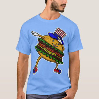 Dabbing Burger Unabhängigkeitstag T-Shirt