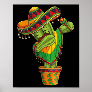 Dabbing Cactus Cinco De Mayo Mexican Poncho Boys K Poster