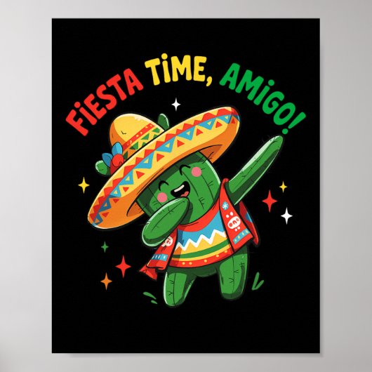 Dabbing Cactus Funny Cinco De Mayo Boys Kinder m Poster (Vorne)
