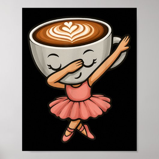 Dabbing Cappuccino Ballerina Niedlich Italienisch Poster (Vorne)