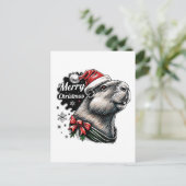 Dabbing Capybara Christmas Santa – Funny Holiday Postkarte (Stehend Vorderseite)