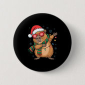 Dabbing Capybara Christmas Santa Hat Funny Holiday Button (Vorderseite)