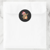 Dabbing Capybara Christmas Santa Hat Funny Holiday Runder Aufkleber (Tasche)