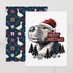 Dabbing Capybara Weihnachts-Santa – Lustiger Feier Postkarte
