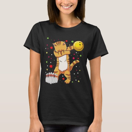 Dabbing Cat Bowling Shirts Funny Bowling Geschenk (Vorderseite)