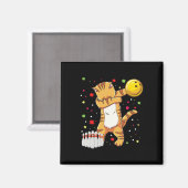 Dabbing Cat Bowling Shirts Funny Bowling Geschenk Magnet (Vorderseite/Rückseite)