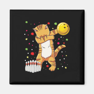 Dabbing Cat Bowling Shirts Funny Bowling Geschenk Magnet