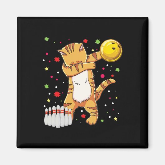 Dabbing Cat Bowling Shirts Funny Bowling Geschenk Magnet (Vorne)