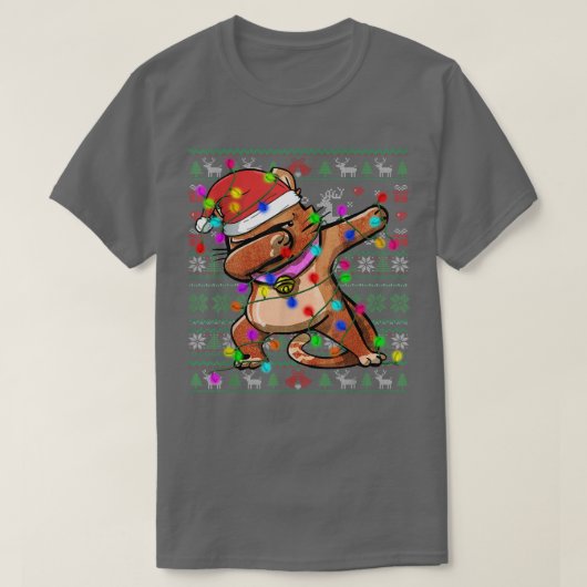 Dabbing Cat Fairy Lights Ugusweihnachtssaft Co T-Shirt (Design vorne)