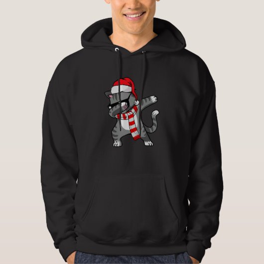 Dabbing Cat Santa Christmas for Boys Kids Girls Xm Hoodie (Vorderseite)