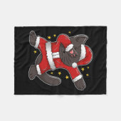 Dabbing Cat Santa - Funny Christmas Fleecedecke (Vorderseite (Horizontal))