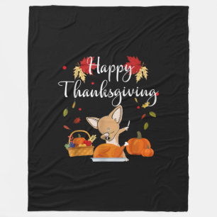 Dabbing Chihuahua DogTürkei Glückwunsch Thanksgivi Fleecedecke