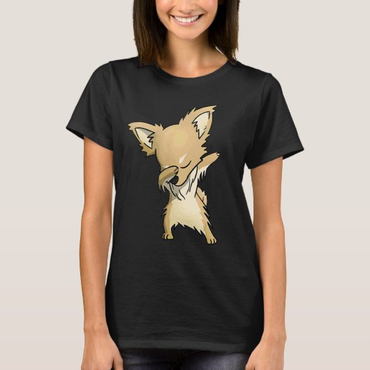 Dabbing Chihuahua Long Haired Dog Dab Dance T-Shirt (Vorderseite)