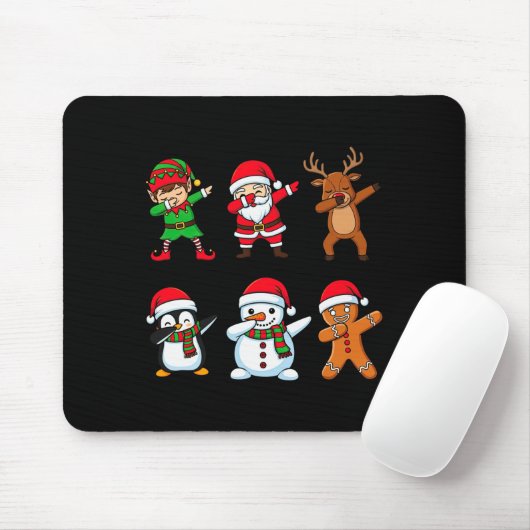Dabbing Christmas Santa Claus Gingerbread Reindeer Mousepad (Mit Mouse)
