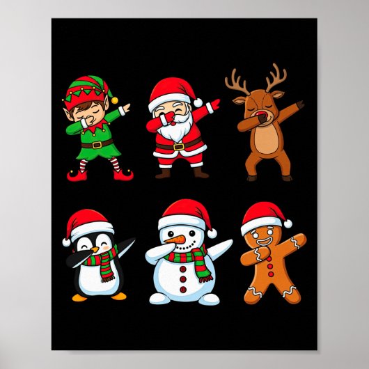 Dabbing Christmas Santa Claus Gingerbread Reindeer Poster (Vorne)