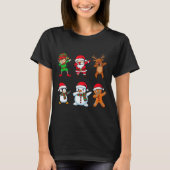 Dabbing Christmas Santa Claus Gingerbread Reindeer T-Shirt (Vorderseite)