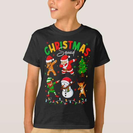 Dabbing Christmas Squad Santa Elf Family Matching T-Shirt (Vorderseite)