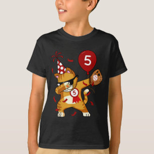Dabbing Cool Cat Baseball 5. Geburtstag T-Shirt