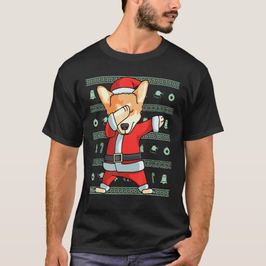 Dabbing Corgi Christmas Dab Dance T-Shirt (Vorderseite)