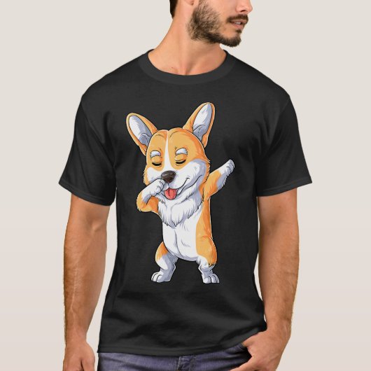 Dabbing Corgi Dog Dab Dance T-Shirt (Vorderseite)
