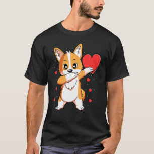 Dabbing Corgi Dog Heart Valentinstag Boys Girls T-Shirt